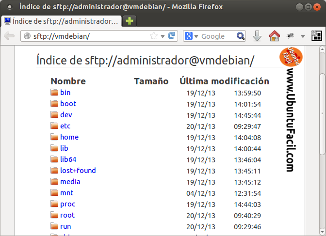 Acceso SFTP a servidor ssh con Firefox