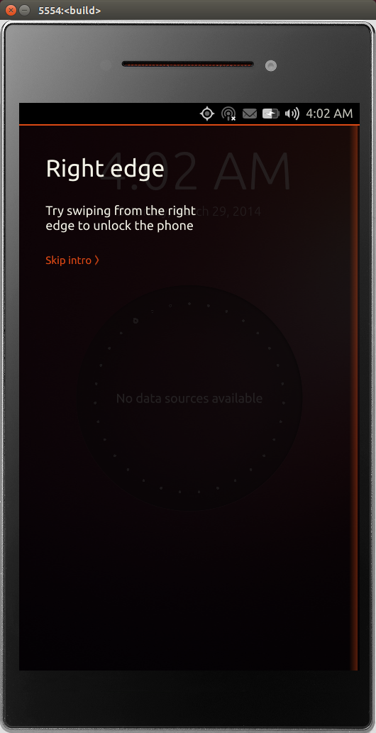 Pantalla de bienvenida de Ubuntu Touch