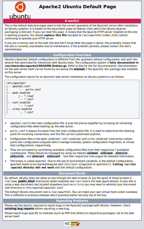 Pantalla por defecto de apache2 en Ubuntu 14.04