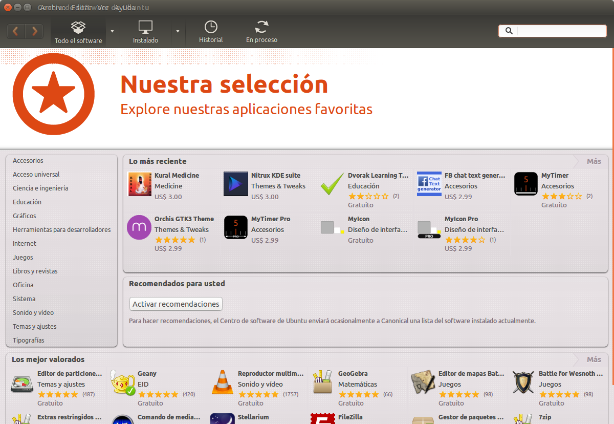 Centro de Software de Ubuntu 14.04