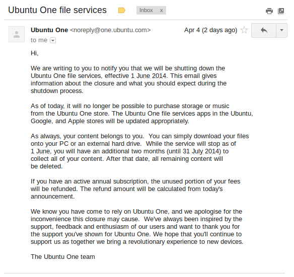 ubuntu-one-email-cierre