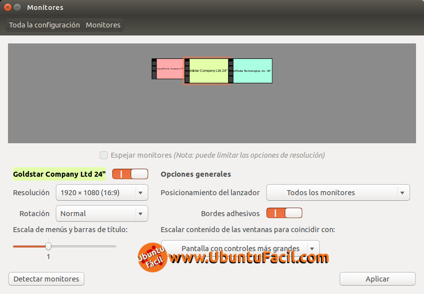 3 monitores en ubuntu